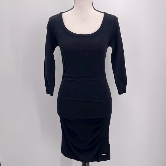 UEC Guess black sweater dress scoop neck long sleeve size XS - Picture 1 of 8